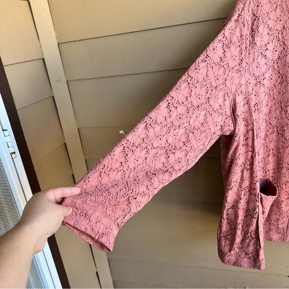 d&co. Zip Lined Lace Eyelet Shacket Jacket Dusty Rose Pockets Size 3X - Picture 3 of 8